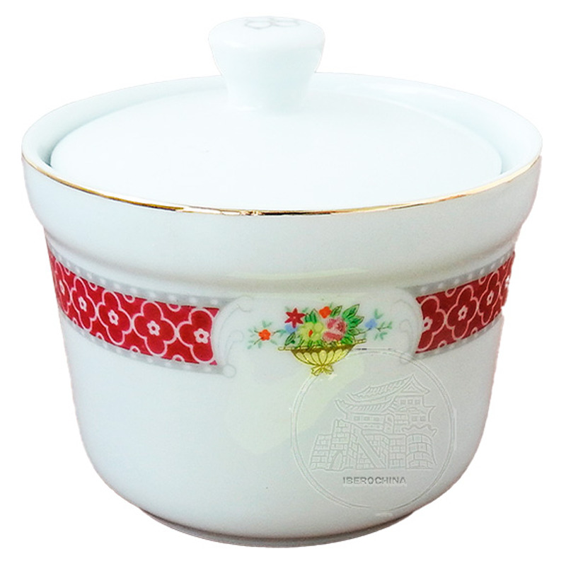 [900719/40903A] CUENCO ROJO CON TAPA 瓷金红花直身盅 /48