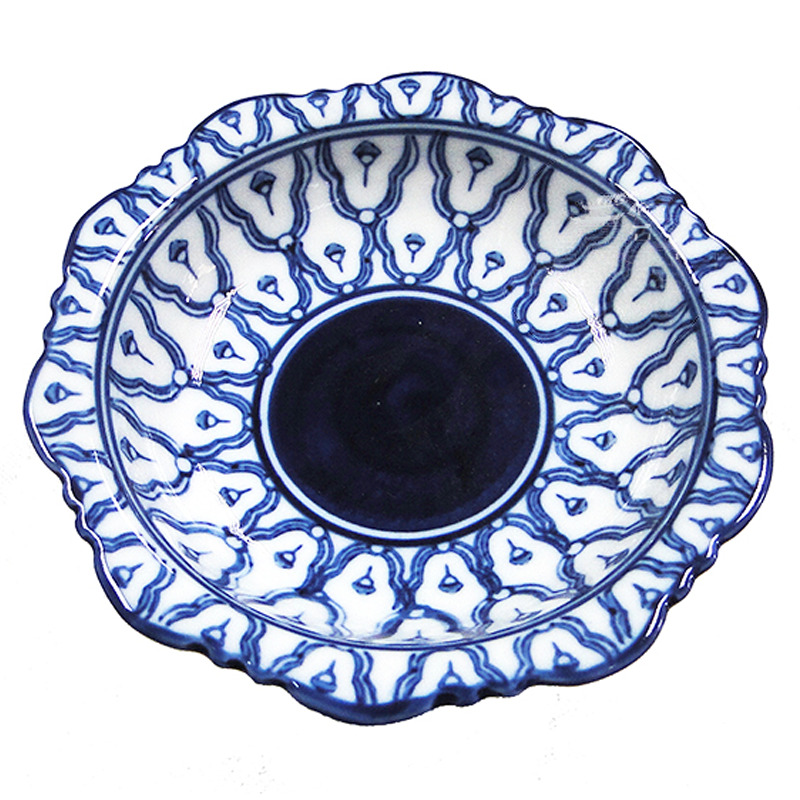 [900849/LW1671] BANDEJA CON SOPORTE AZUL 瓷蓝花带底托碟 /48