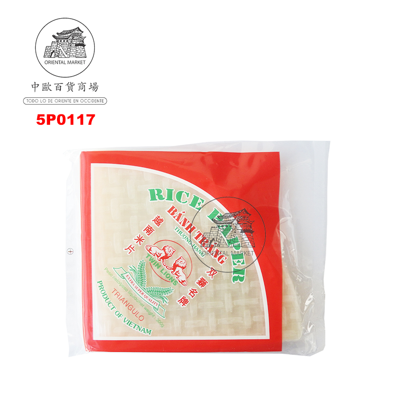PAPEL ARROZ TRIANGULO *TWIN LION* 双狮牌三角米片 300g/50