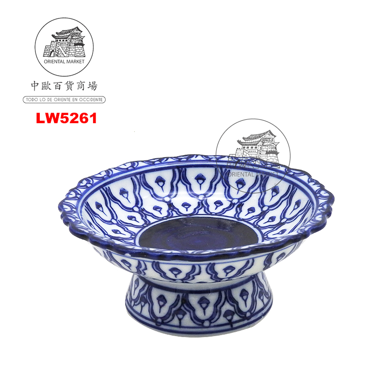 BANDEJA CON SOPORTE AZUL   瓷蓝花带底托碟 /108