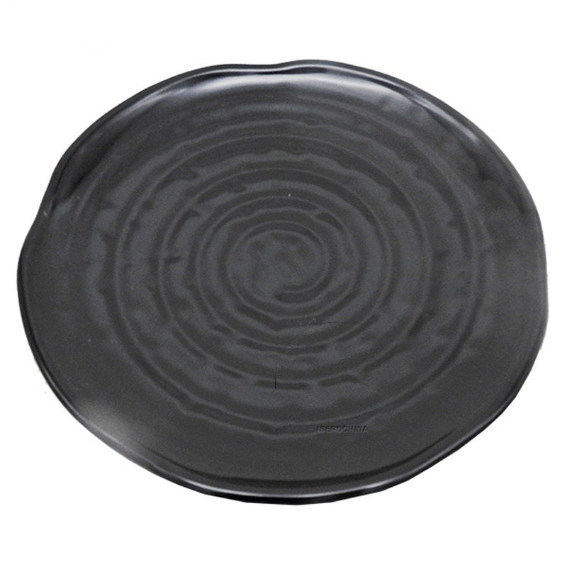 [900889/NG8007] PLATO REDONDO *8007* 塑黑色蟠桃皿 19cm/48