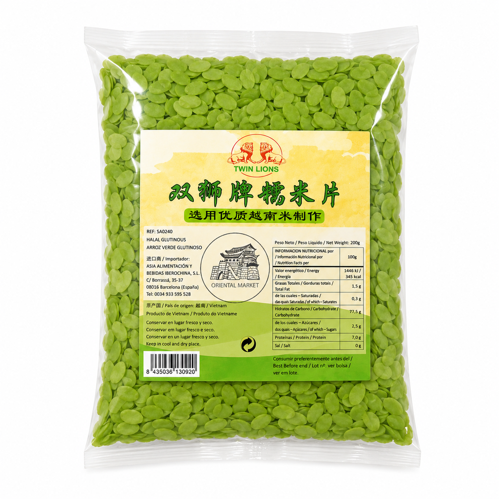 [501608/5A0240] ARROZ GLUTINOSO VERDE *TWIN LION* 双狮绿糯米片 200g/30