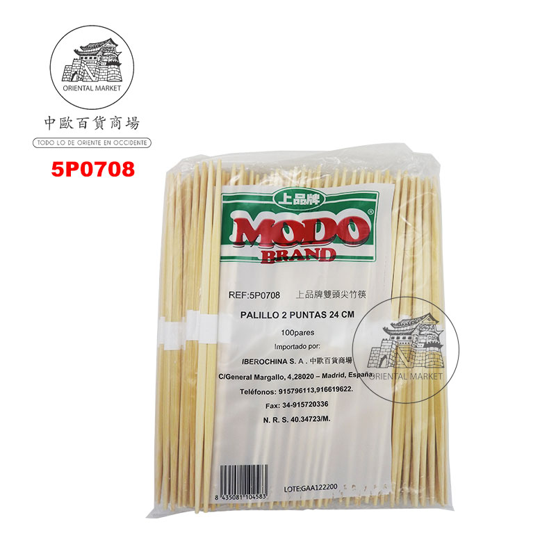 PALILLO 2 PUNTA *MODO* 上品双尖竹筷 24cm/100u/30