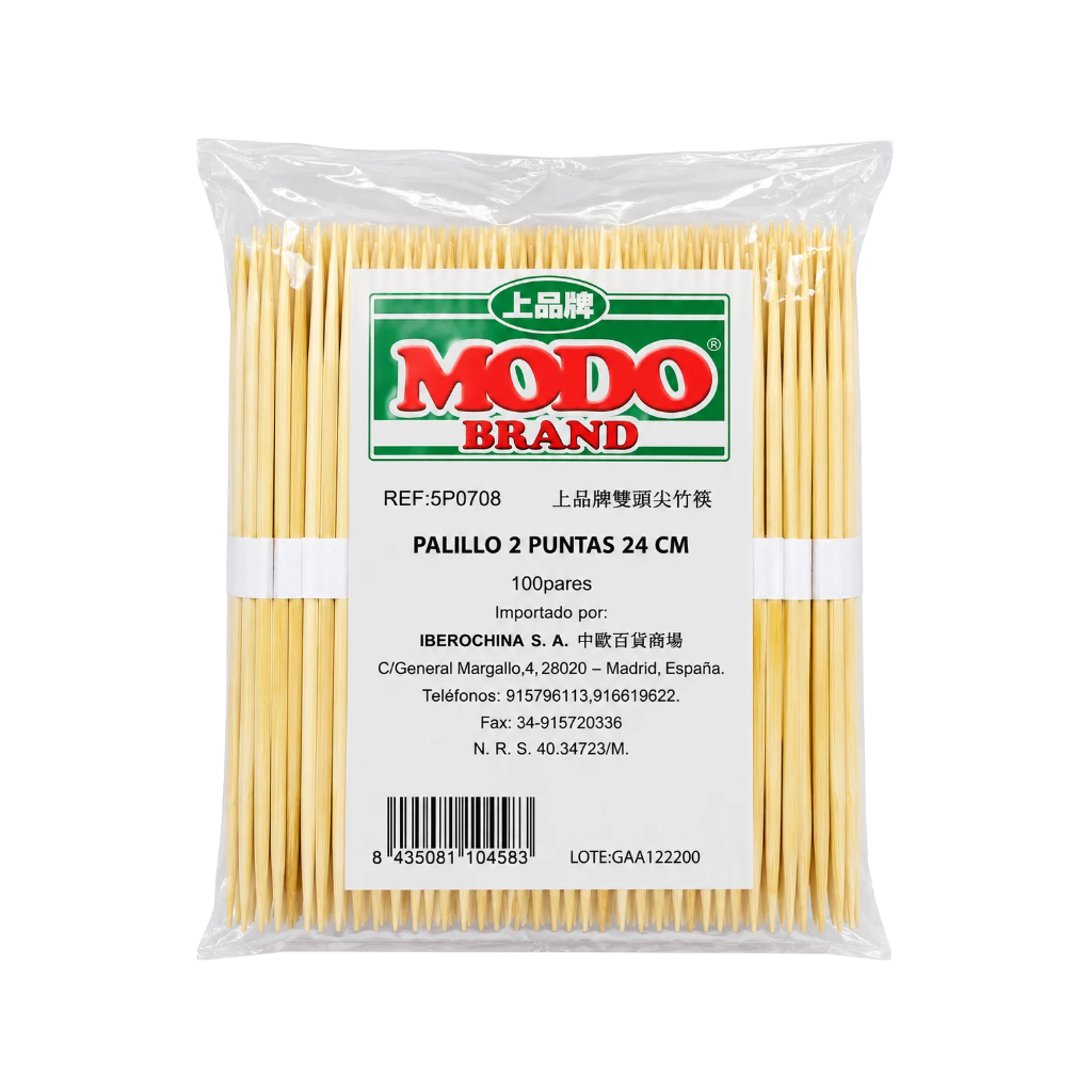 PALILLO 2 PUNTA *MODO* 上品双尖竹筷 24cm/100u/30