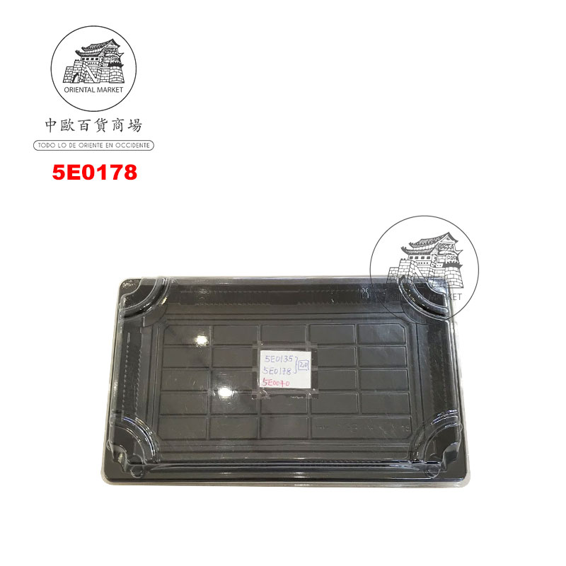 ENVASE SUSHI NEGRO 黑底寿司盒 (234x160x50mm)/600u/1