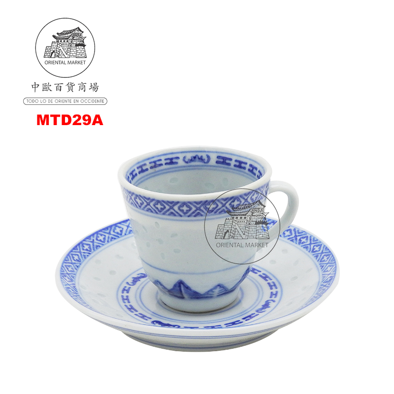 TAZA TE CON MANGO Y PLATITO 青龙米通茶杯连碟带柄 (3吋)