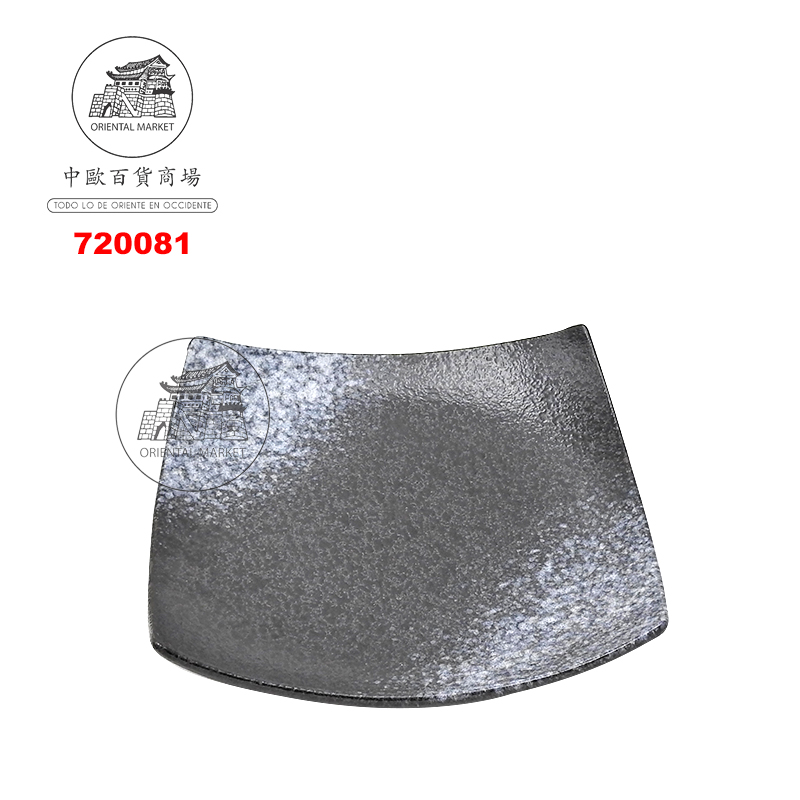 PLATO CUADRADO NEGRO 雪花黑彩翘盘 (8吋)