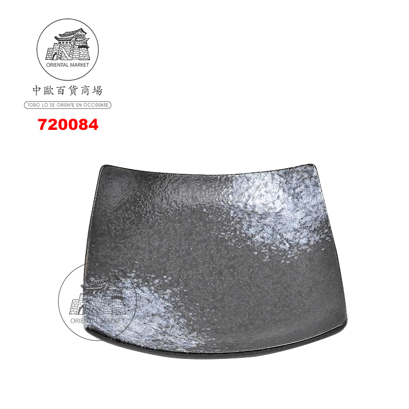 PLATO CUADRADO PORCELANA NEGGRO 雪花黑彩翘盘 (6吋) (15cm)