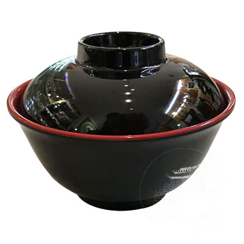 [900625/884029] CUENCO CON TAPA PLASTICO 日式红黑碗加盖  12cm/192