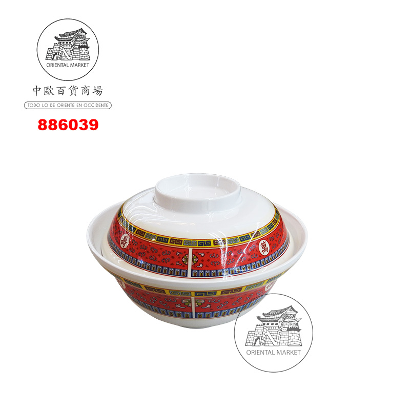CUENCO CON TAPA PLASTASTICA 红万寿盖饭塑料碗 15cm/108