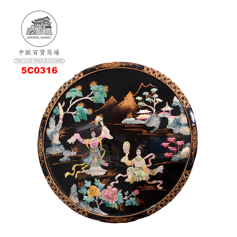 CUADRO LACADO REDONDO 圆形贝雕挂图