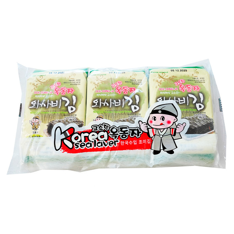 [501504/5A0532] SNACK ALGA WASABI *OCK-DONG-JA* 玉童子芥末味海苔 4,5g/3u/24