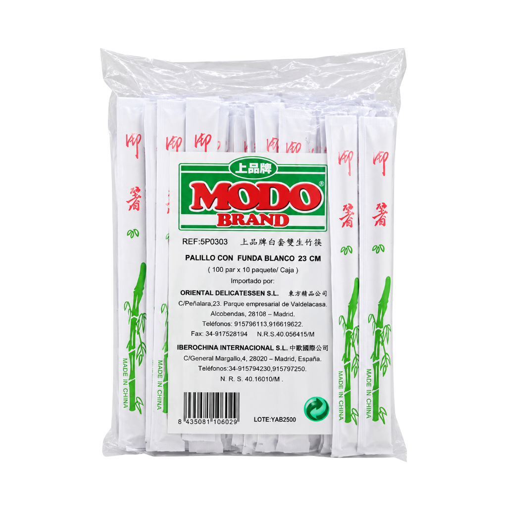 [900188/5P0303] PALILLO FUNDA BLANCA (23cm) *MODO* 上品白套双生竹筷 100u/30