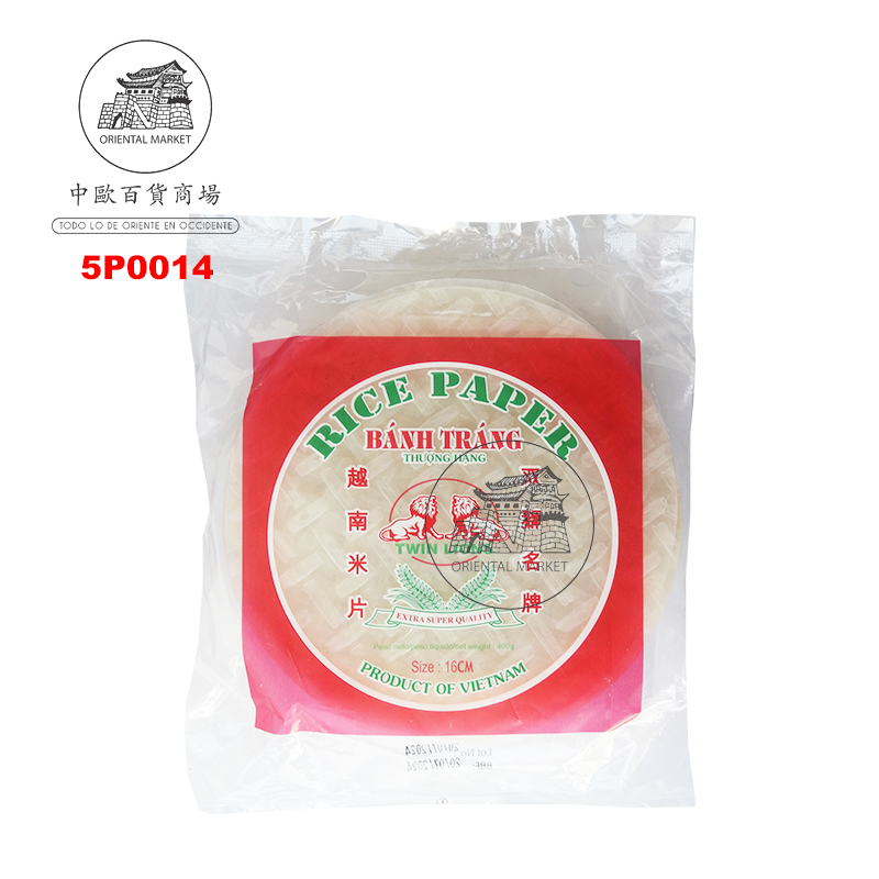 PAPEL ARROZ REDONDO 70H (16cm) *TWIN LION* 双狮圆米片 400g/40