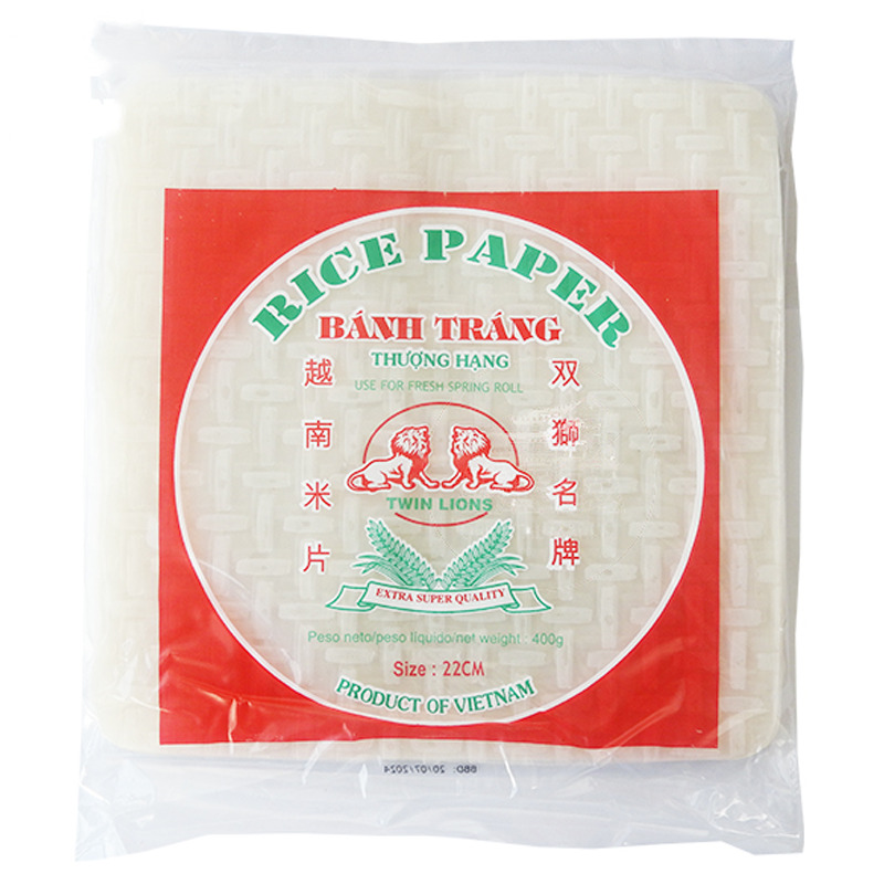 [502302/5P0185] PAPEL ARROZ CUADRADO 35H (22cm) *TWIN LION* 双狮方米片 400g/40