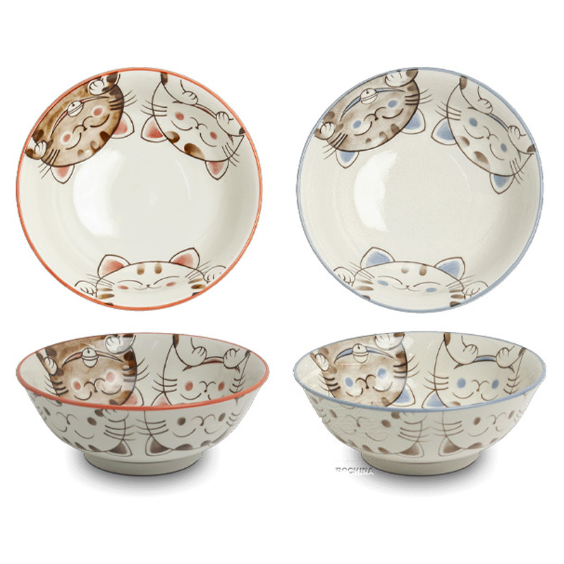 [900595/6040095] BOWLS 3 GATOS 红蓝双猫拉面碗 /40