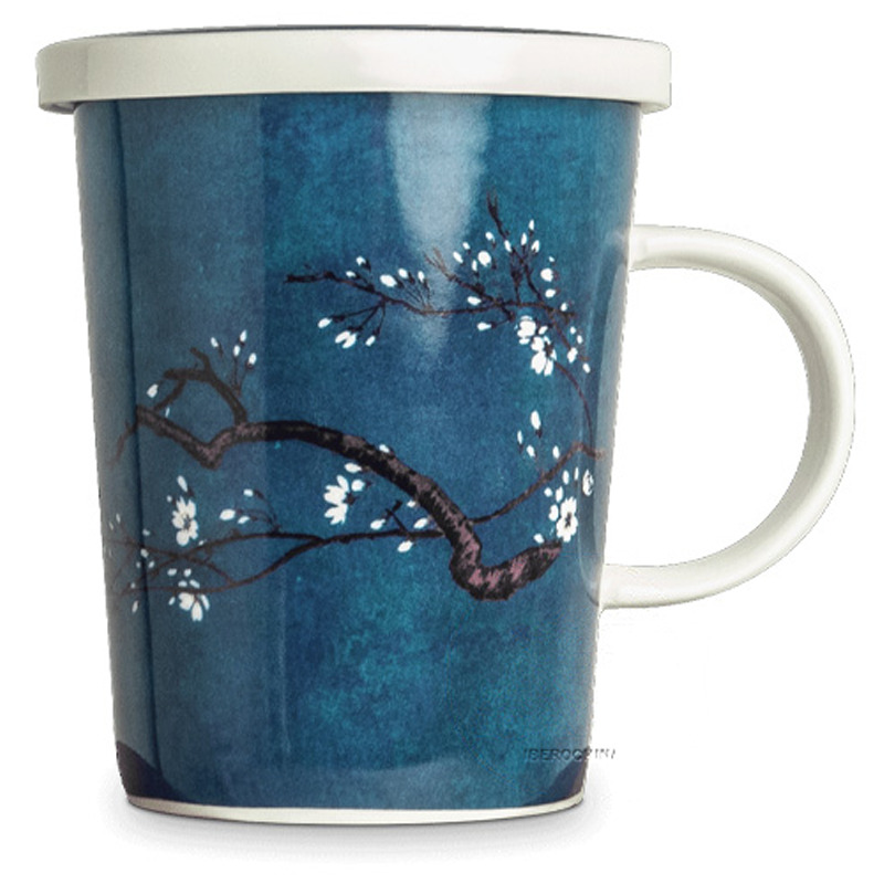 [900579/6007500] TAZA TE CON FILTRO 宝蓝底梅花带盖过滤马克杯 /36