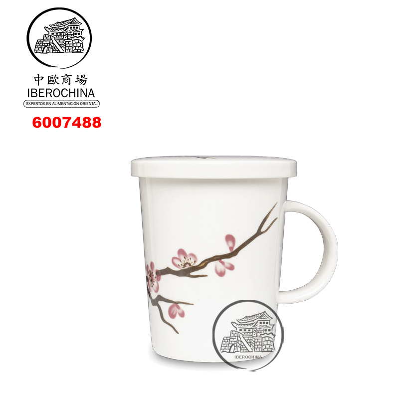 TAZA TE CON FILTRO 白色底樱花带盖过滤马克杯 /36
