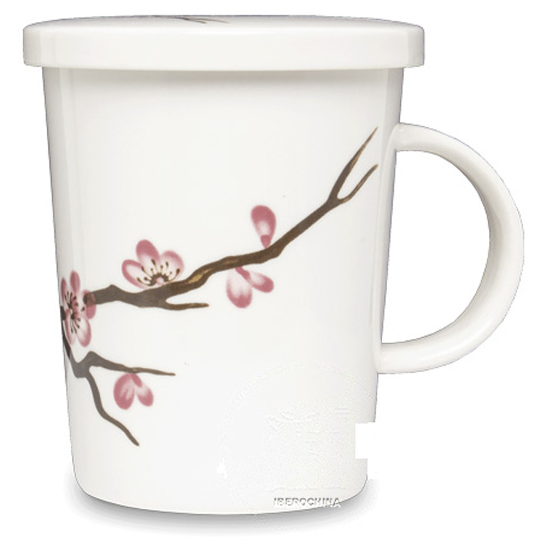 [900577/6007488] TAZA TE CON FILTRO 白色底樱花带盖过滤马克杯 /36