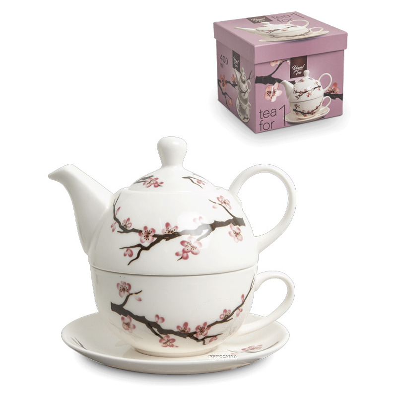 [900581/6007709] TE SET 白色底樱花3件茶壶套装壶杯盘 /12