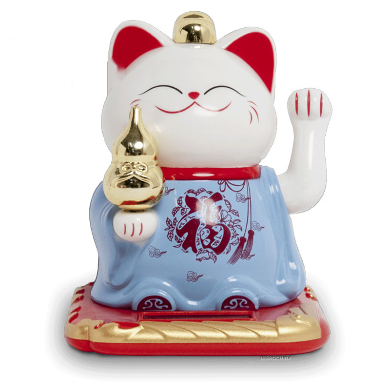[900610/6095183] GATO SUERTE SOLAR 太阳能福字蓝白招财猫 /120