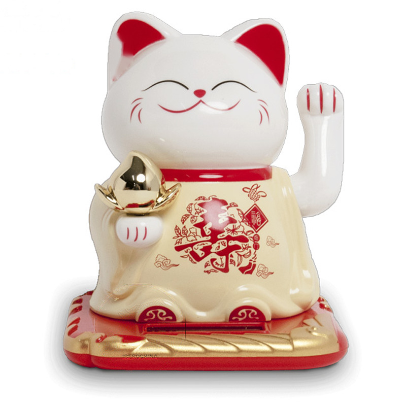 [900612/6095185] GATO SUERTE SOLAR 太阳能寿字白黄招财猫 /120