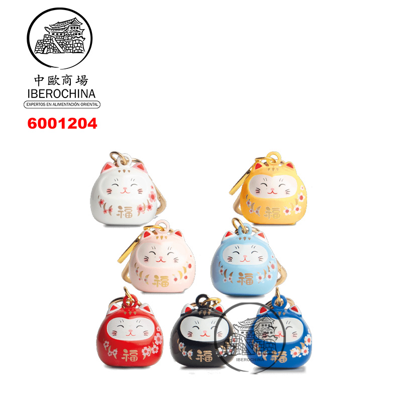 LLAVERO GATO SUERTE 招财猫福钥匙扣白黄粉蓝红黑宝蓝 /700