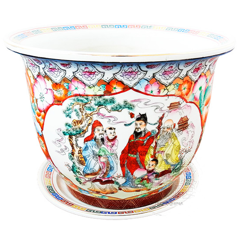 [900431/5M0067] MACETERA  吋吋吋瓷三星图花盆 1(8/10/12pulgados)