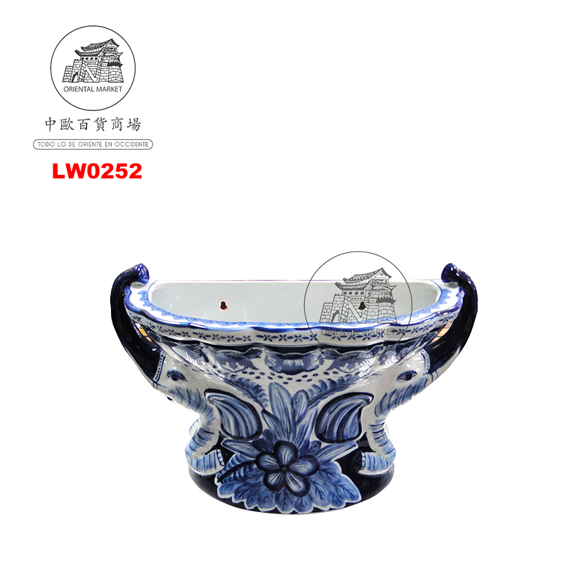 FLORERO ELEPHANTE AZUL  (CD302) 瓷蓝花象型花瓶 14.5