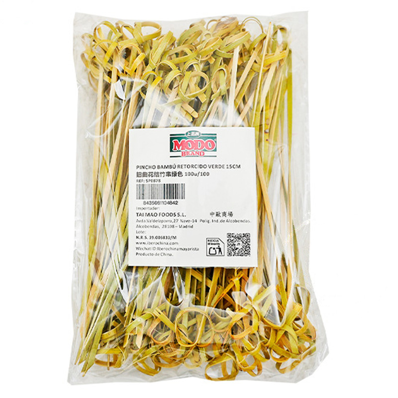 [900495/5P0878] PINCHO BAMBU RETORCIDO VERDE 绿色双结竹串 15cm/100u/100