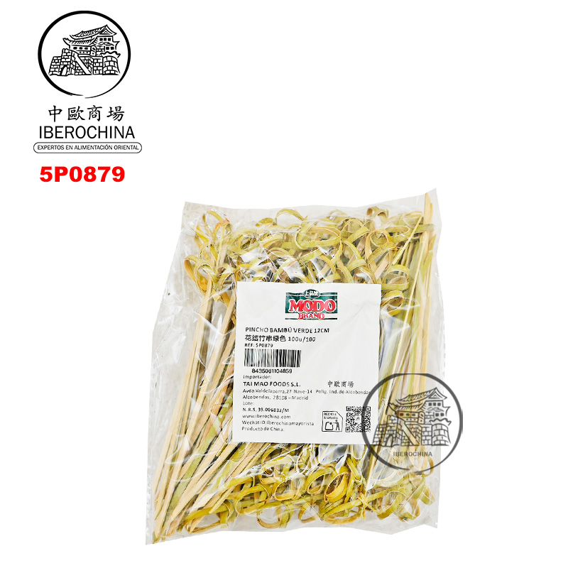 PINCHO BAMBU VERDE 绿色花结竹串 12cm/100u/100
