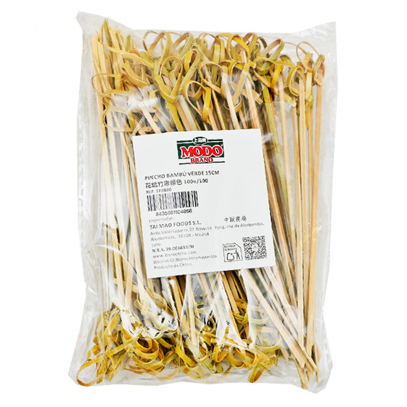 [900497/5P0880] PINCHO BAMBU VERDE 绿色花结竹串 15cm/100u/100