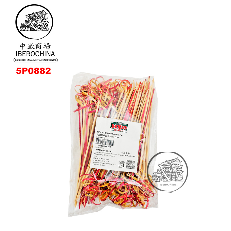 PINCHO BAMBU ROJO 红色花结竹串 15cm/100u/100