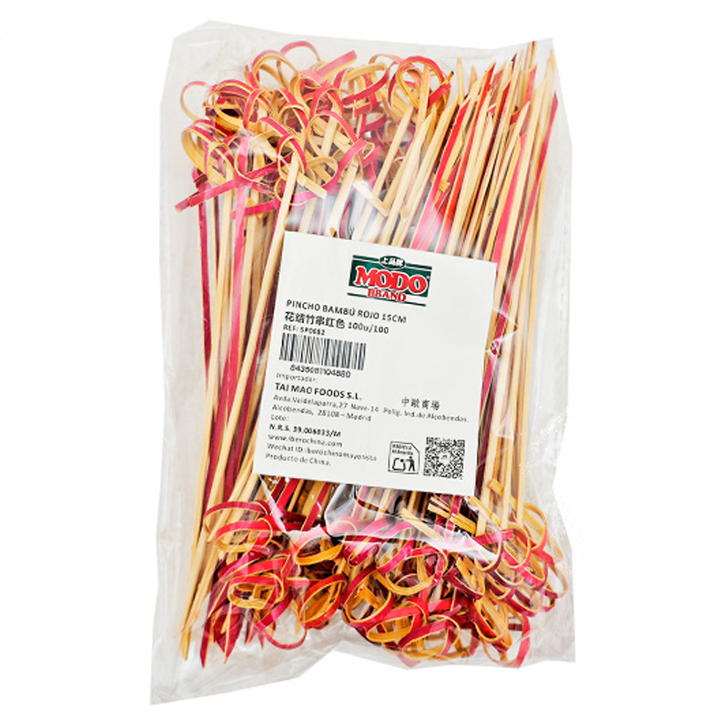 [900499/5P0882] PINCHO BAMBU ROJO 红色花结竹串 15cm/100u/100