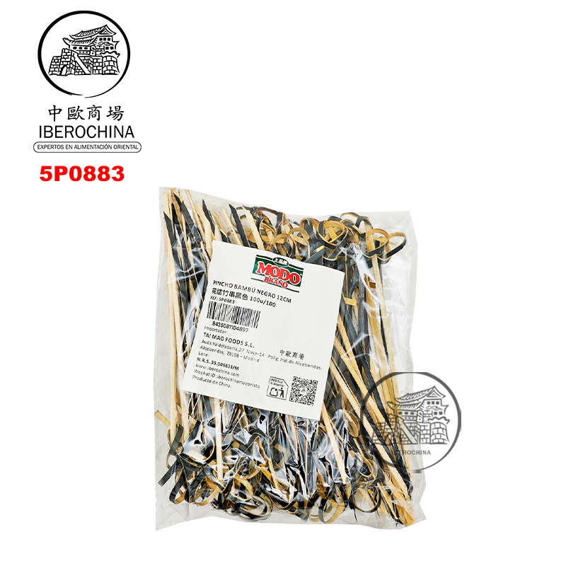 PINCHO BAMBU NEGRO 花结竹串黑色 12cm/100u/100