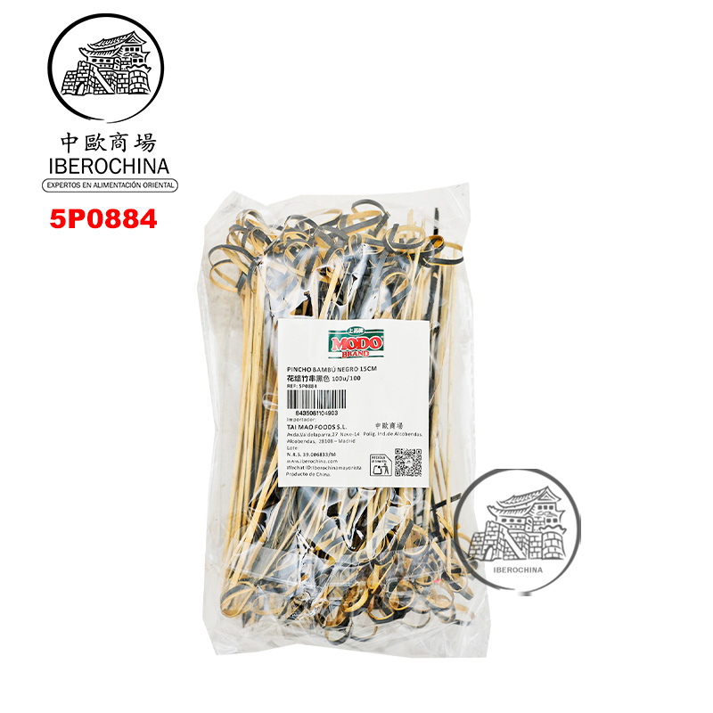 PINCHO BAMBU NEGRO 花结竹串黑色 15cm/100u/100