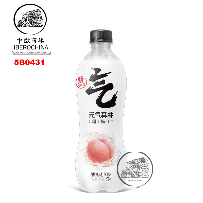 BEBIDA DE SODA SIN AZÚCAR SABOR A MELOCOTÓN *YQSL* 元气森林白桃味无糖苏打气泡水 480ml/15