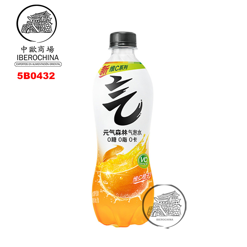 BEBIDA DE SODA SIN AZÚCAR SABOR A NARANJA CON VITAMINA C *YQSL* 元气森林维C橙子无糖苏打气泡水 480ml/15