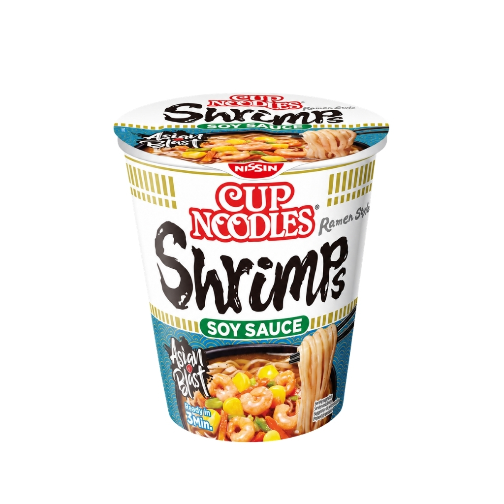 RAMEN CUP GAMBA Y SOJA *NISSIN* 酱油虾杯面 63g/8
