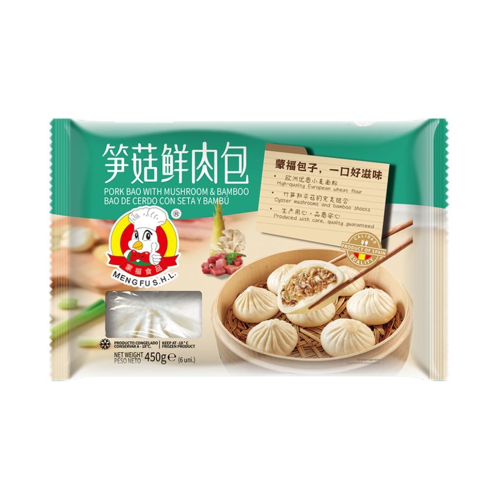 [200475/2B0089] BAO CERDO BAMBU SETA CONGELADO *MENGFU* 蒙福冻笋菇鲜肉包 450g/6