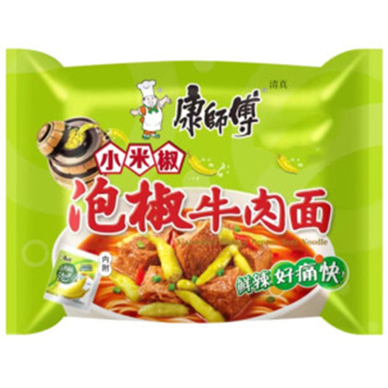 FIDEO TERNERA Y CHILE *KANG SHI FU* 泡椒牛肉袋面 109g/24
