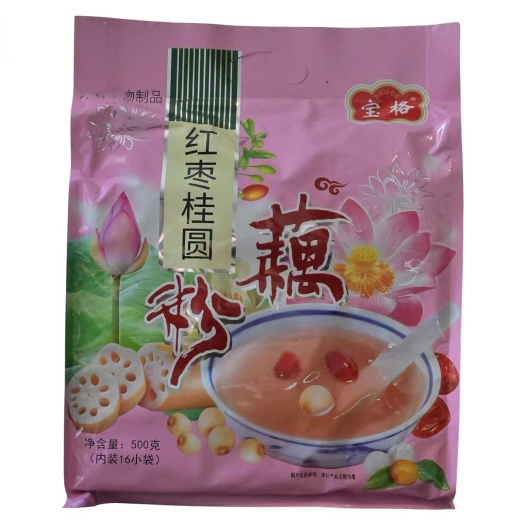 [500016] POLVO DE LOTUS SABOR A JUJUBA ROJA 宝味西湖藕粉 (红枣桂圆) 500G
