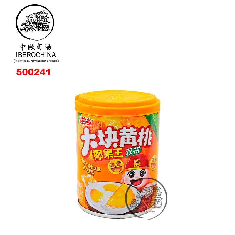 MELOCOTÓN Y NATA DE COCO EN ALMÍBAR *XDD* 喜多多黄桃椰果双拼罐头 245g/12