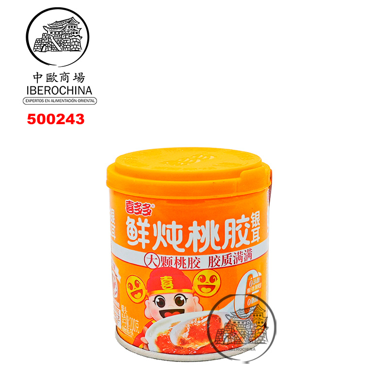 BEBIDA DE GOMA DE MELOCOTON Y OREJITA DE MADERA BLANCA *XDD* 喜多多鲜炖桃胶银耳 200g/12