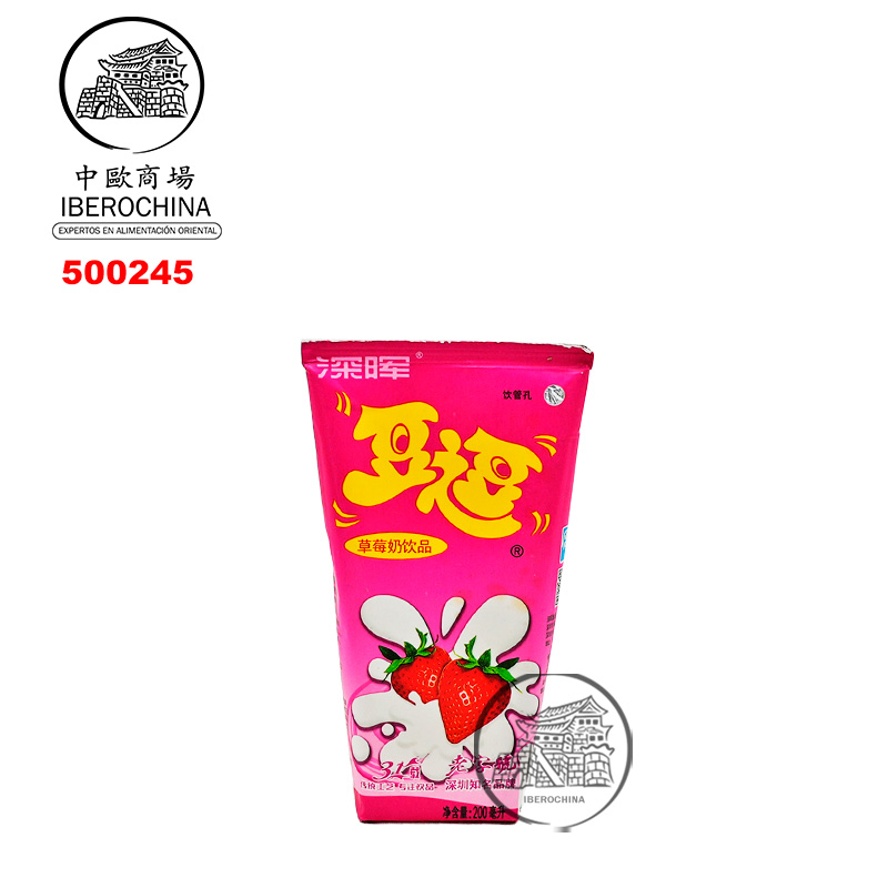 BEBIDA LECHE CON SABOR FRESA *SHENHUI* 深晖豆逗草莓奶 200ml/16
