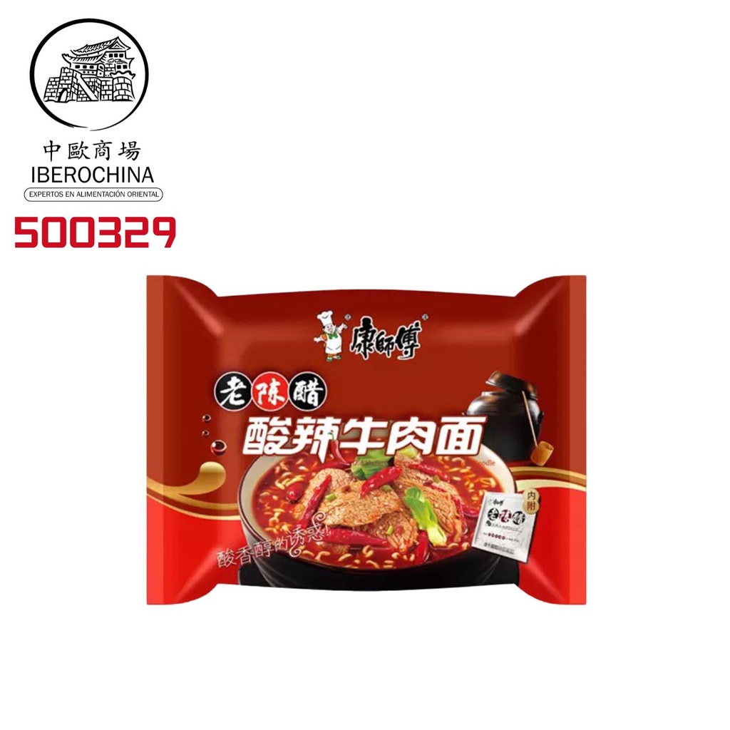 FIDEOS DE TERNERA PICANTE Y ACIDO *MASTER KONG* 康师傅酸辣牛肉袋面 116g/24