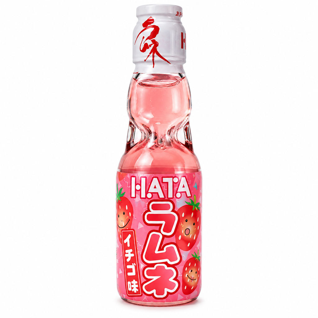BEBIDA GASEOSA FRESA *RAMUNE* 日本草莓弹珠气泡饮料 200ml/30