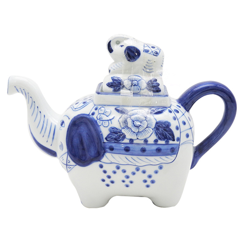 [900911/PA0840] TETERA ELEFANTE AZUL   泰蓝瓷象型茶壶 12u