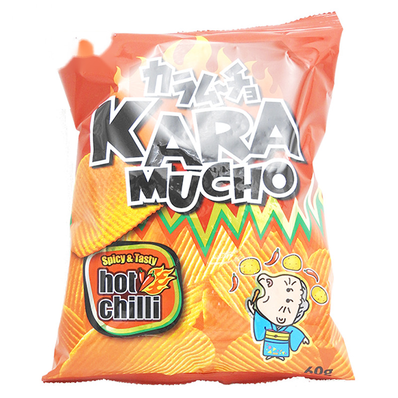 [500992/5C0774] CHIPS PICANTE ONDULADO KARAMUCHO *KOIKEYA* 辣味波纹薯片 60g/12