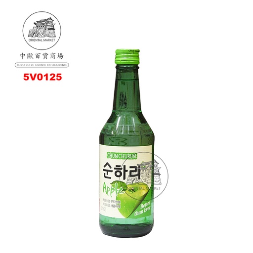 [5V0125] VINO DE ARROZ SOJU MANZANA (12%) *LOTTE* 韩国烧酒苹果味 350ml/20
